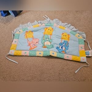 Vintage Care Bears Bedtime Baby Toddler Crib Bed Quilted Nursery Headboard Pad. 